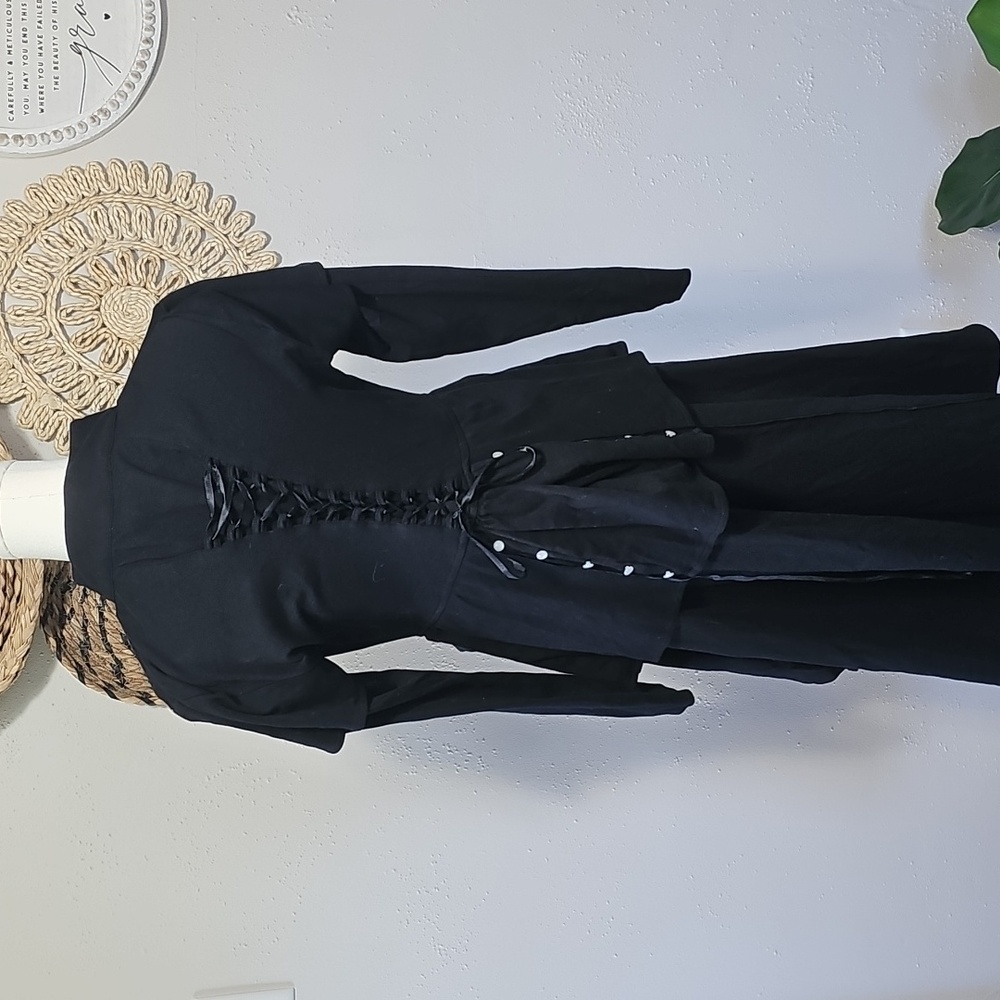 The Pyramid Collection Elegant Black Blouse Womens L Corset Witchy Whimsigoth - Picture 12 of 12